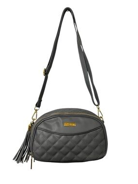 Joy & Iman Quilted Crossbody Bag with Tassel - Gray
